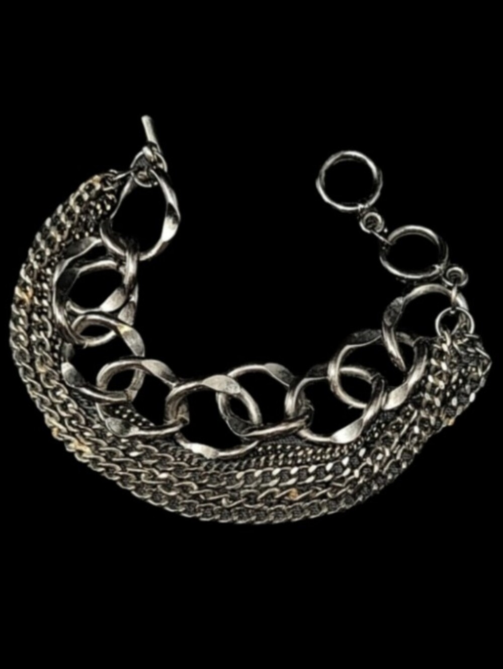 6 CHAIN BRONZE TONE TOGGLE CLASP T-BAR CLOSURE BRACELET